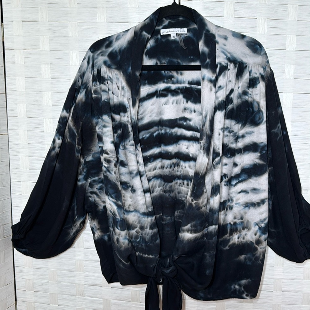 Young Fabulous & Broke Carmen Top Wrap Style Tie Dye Pattern Boho Beachy Size Sm